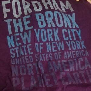 Port and Company Women's Short Sleeve Tee - Purple with Light Blue Text